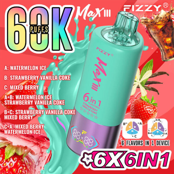 Fizzy Max III 6 in 1 Disposable e-Cigarette 60K Puffs - Image 2