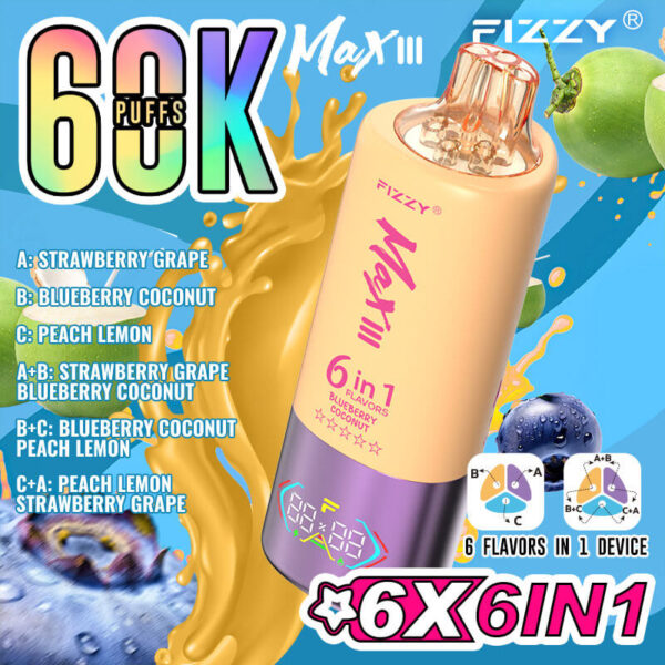 Fizzy Max III 6 in 1 Disposable e-Cigarette 60K Puffs - Image 3