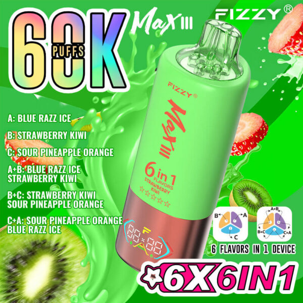 Fizzy Max III 6 in 1 Disposable e-Cigarette 60K Puffs - Image 4