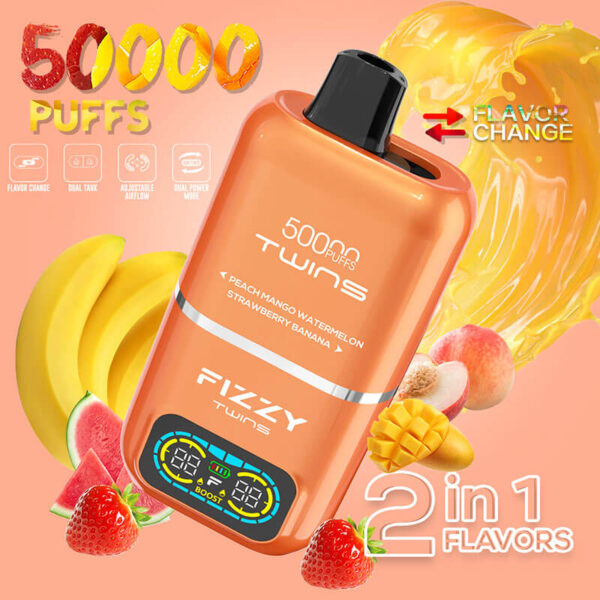 Fizzy Twins 50K Puffs Disposable e-Cigarette 2 Flavors in 1 - Image 4