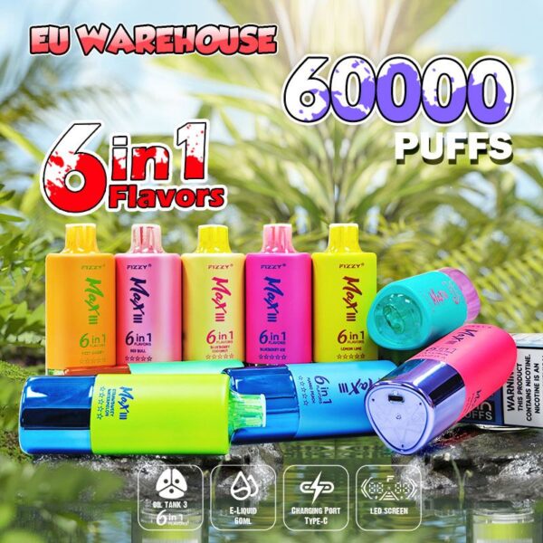 Fizzy Max III 6 in 1 Disposable e-Cigarette 60K Puffs - Image 9